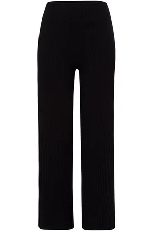 Les Lunes Stoffhose MICHELLE Rib Wide Leg LENZING™ ECOVERO™ Viskose, femininer Chic, gerades weites Bein,bequem - Verkäufer: GoJungo GmbH