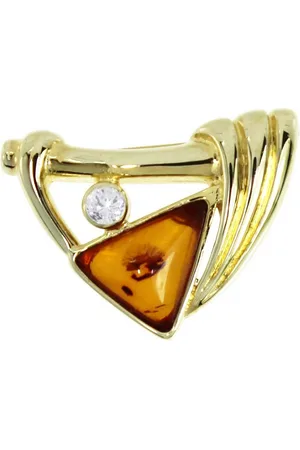 Ostsee-Schmuck Brosche - Verna - Gold 333/000 - Bernstein/Zirk. (1-tlg) - Verkäufer: