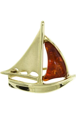 Ostsee-Schmuck Brosche - Schiff - Gold 333/000 - Bernstein (1-tlg) - Verkäufer: