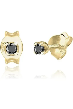 Elli DIAMONDS Paar Ohrstecker Stecker Basic Diamant (0.03 ct) 375er Gelbgold, Black Diamond - Verkäufer: JULIE & GRACE GmbH