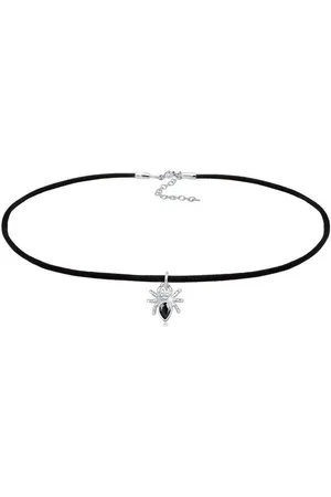 Elli Collier Spinne Zirkonia Schwarz Satin 925 Sterling Silber