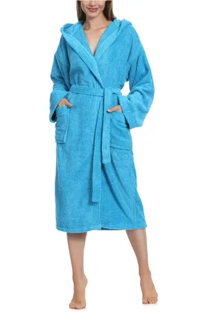 Ladeheid Bademantel Damen Frottee Bademantel aus 100% Baumwolle LA40-102, Langform, Baumwolle, Kapuze, elastischer Bund - Verkäufer: HISERT