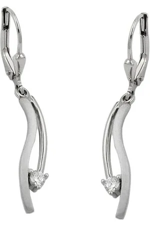 GALLAY Paar Ohrhänger Ohrhänger Ohrringe 35x5mm Zirkonia matt glänzend 9Kt Weißgold (1-tlg) - Verkäufer: Cats Collection