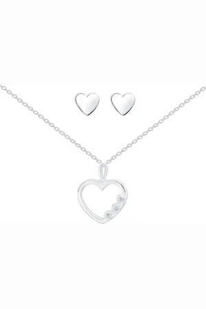 ALEXANDER YORK Schmuckset HERZ mit Zirkonia, 4-tlg. (Kette mit Anhänger, Ohrstecker), 925 Sterling Silber - Verkäufer: