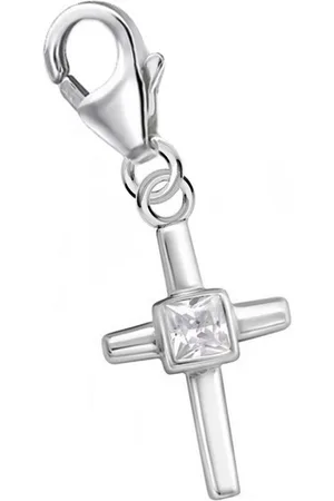 Goldene Hufeisen Charm Kreuz Kreuz Karabiner Charm Anhänger aus 925 Sterling-Silber mit Zirkonia - Verkäufer: