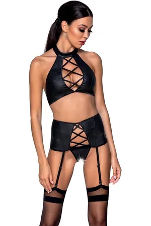 Passion Fusion Set: Bügel-BH Ouvert-Set Nancy + Strapse Wetlook BH (Set) - Verkäufer: Andalous Dessous