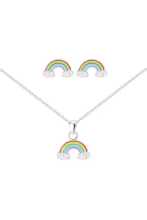 ALEXANDER YORK Schmuckset Regenbogen, 4-tlg. (Kette mit Anhänger, Ohrstecker), 925 Sterling Silber - Verkäufer: