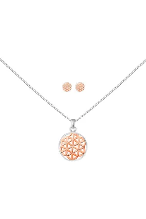 ALEXANDER YORK Schmuckset FLOWER OF LIFE LEBENSBLUME in Roségold, 4-tlg (Kette mit Anhänger, Ohrstecker), 925 Sterling Silber - Verkäufer:
