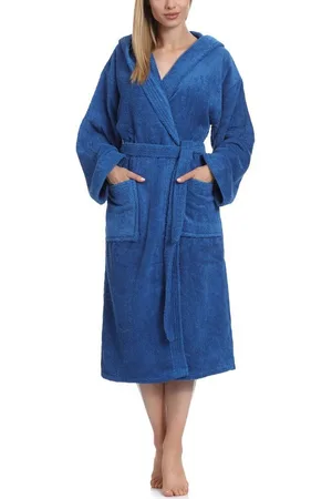 Ladeheid Bademantel Damen Frottee Bademantel aus 100% Baumwolle LA40-193, Langform, Baumwolle, Kapuze - Verkäufer: HISERT