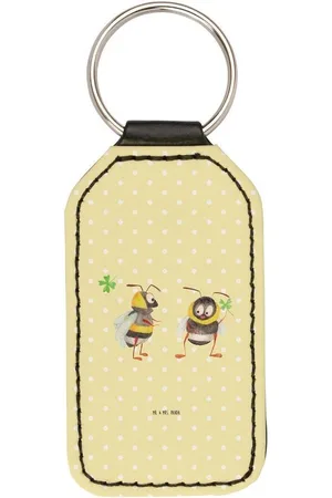 Mr. & Mrs. Panda Schlüsselanhänger Hummeln Kleeblatt - Pastell - Geschenk, glücklich sein, Biene, T (1-tlg), Liebevolles Detail - Verkäufer: