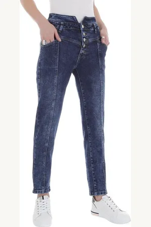 Ital-Design Mom-Jeans Damen Freizeit Used-Look Stretch High Waist Jeans in - Verkäufer: