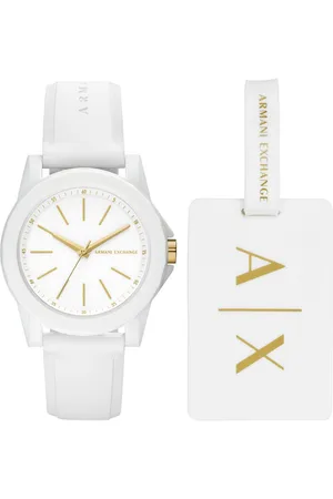 Armani Exchange Quarzuhr AX7126, (Set, 2-tlg., mit Kofferanhänger), Armbanduhr, Damenuhr, Silikonarmband, Geschenkidee