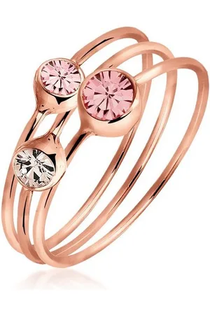 Elli Ring-Set Set Kristalle Rose 925 Sterling Silber Rosé-vergoldet, Ring Set - Verkäufer: JULIE & GRACE GmbH