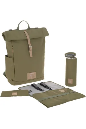 LÄSSIG Wickelrucksack Green Label, Rolltop, Olive, PETA-approved vegan, zum Teil aus recyceltem Material
