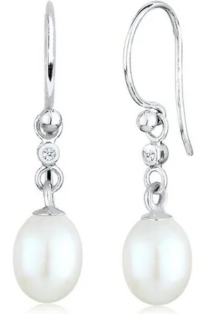 Elli DIAMONDS Paar Ohrhänger Ohrhänger Diamant Süßwasserzuchtperle (0.03ct) 925 Sterling Silber - Verkäufer: JULIE & GRACE GmbH
