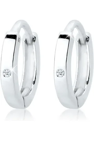 Elli DIAMONDS Paar Creolen Diamant Weiß Brillantschliff (0.01 ct ct) 925 Sterling Silber - Verkäufer: JULIE & GRACE GmbH