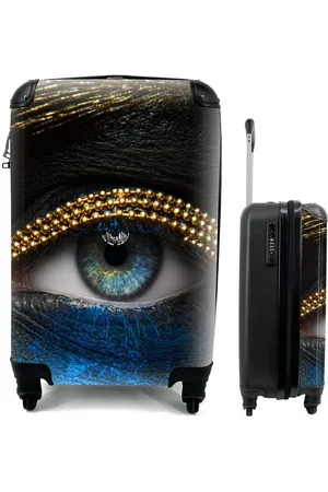 MuchoWow Handgepäckkoffer Frau - Augen - Make-up - Luxus - Gold, 4 Rollen, Reisetasche mit rollen, Handgepäck für Ferien, Trolley, Reisekoffer - Verkäufer: GmbH