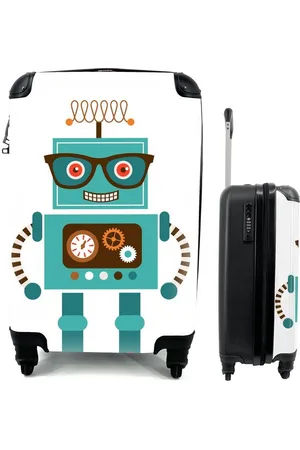 MuchoWow Handgepäckkoffer Roboter - Schutzbrille - Zahnräder - Gesicht - Jungen - Kinder, 4 Rollen, Reisetasche mit rollen, Handgepäck für Ferien, Trolley, Reisekoffer - Verkäufer: GmbH