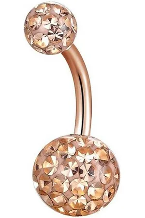 Karisma Bauchnabelpiercing Roségold Titan G23 Bauchnabelpiercing Sealed mit Kristall Elements 5/8mm Leicht Pfirsich Kugeln Epoxyharz.HB176 - Länge 12mm - Verkäufer: Schmuck