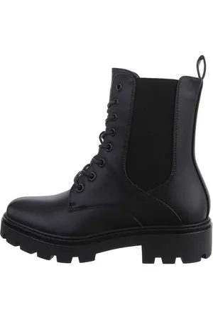 Ital-Design Damen Schnürschuhe Freizeit Stiefelette Blockabsatz Plateaustiefeletten in - Verkäufer: