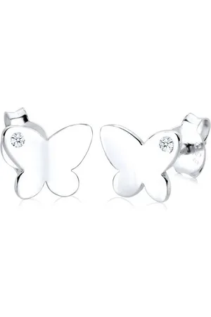 Elli DIAMONDS Paar Ohrstecker Kinder Schmetterling Natur Diamant 0.03ct. 925 Sterling Silber, Schmetterling - Verkäufer: JULIE & GRACE GmbH
