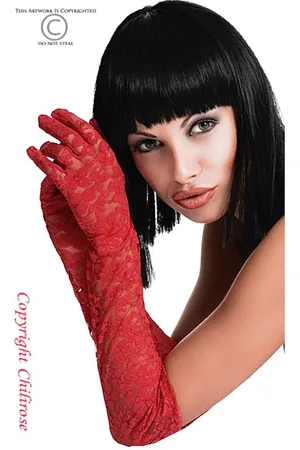 Chilirose Abendhandschuhe Spitzen-Handschuhe lang in weiß, schwarz, , Made in EU - Verkäufer: Tomshop24-7