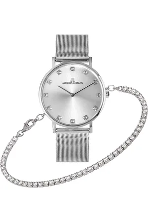 Jacques Lemans Quarzuhr Nice Set, 1-2142A-SET, (Set, 2-tlg., mit Armband), Armbanduhr,Damen,Geschenkidee,Swarovski-Kristalle,Edelstahlarmband
