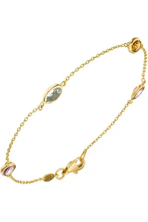 Jobo Goldarmband, 585 Gold mit Amethyst Blautopas Citrin