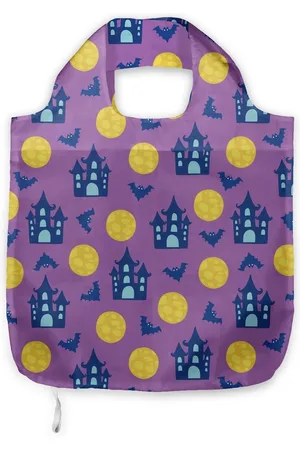 Abakuhaus Tragetasche Praktische Einkaufstaschen Umweltfreundliche Wiederverwendbare, Halloween Monde Fledermäusen und Burgen - Verkäufer: Color-D Textile GmbH