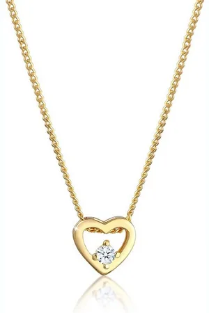 Elli DIAMONDS Kette mit Anhänger Herz Diamant Weiß Brillantschliff (0.03 ct) 585 Gelbgold, Herz - Verkäufer: JULIE & GRACE GmbH