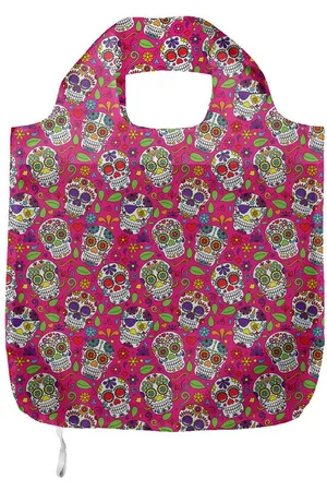 Abakuhaus Tragetasche Praktische Einkaufstaschen Umweltfreundliche Wiederverwendbare, Bunt Zuckerschädel-Blumen - Verkäufer: Color-D Textile GmbH