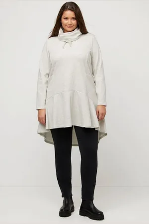 Ulla Popken Sweatshirt Longsweater Fischgrat Volantsaum Stehkragen - Verkäufer: Popken Fashion Group