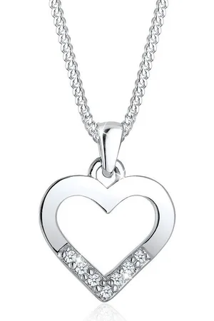 Elli DIAMONDS Kette mit Anhänger Herz Diamant Weiß Brillantschliff (0.035 ct) 925 Sterling Silber, Herz - Verkäufer: JULIE & GRACE GmbH