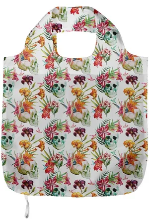 Abakuhaus Tragetasche Praktische Einkaufstaschen Umweltfreundliche Wiederverwendbare, Blumen Lilien-Blüten-Schädel - Verkäufer: Color-D Textile GmbH