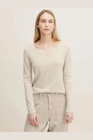 TOM TAILOR Strickpullover Dünner Strickpullover Basic V-Ausschnitt Stretch Sweater sweater basic v-neck - Verkäufer: ARIZONAS