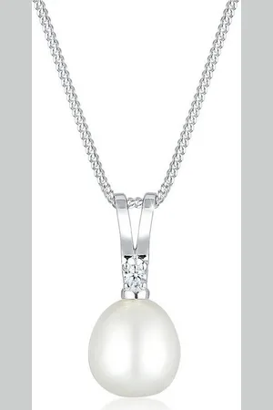 Elli DIAMONDS Kette mit Anhänger Anhänger Süßwasserzuchtperle mit Diamanten Silber - Verkäufer: JULIE & GRACE GmbH