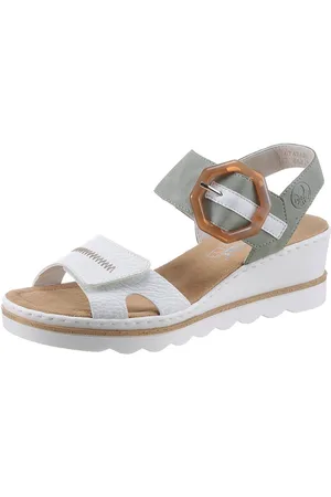 Rieker Sandalette, Sommerschuh, Sandale, Keilabsatz, mit auffälliger Schmuckspange