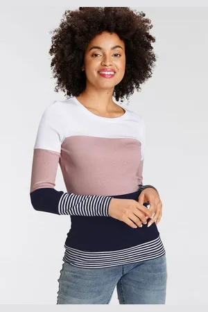 KangaROOS Longsleeve mit Langarm, figurbetonte Passform, Colourblocking-Optik