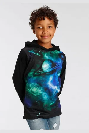 Kidsworld Kapuzenshirt UNIVERSUM Langarm, Basic-Passform, mit trendigem Druck, aus Jerseystoff