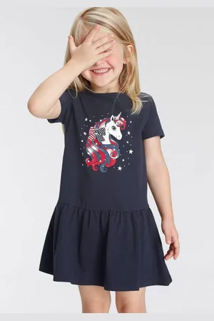 Kidsworld Jerseykleid Einhorn aus Baumwolle und Elasthan, kurzärmelig