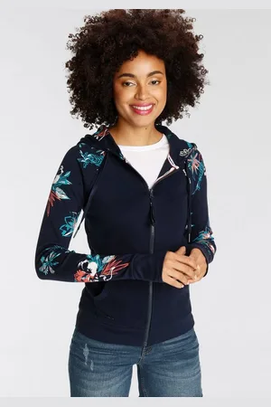 KangaROOS Kapuzensweatjacke mit blumigem Druck im Hawaii-Look