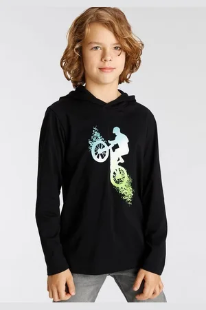 Kidsworld Kapuzenshirt BIKER Langarm, sportlicher Stil, mit trendigem Druck, aus Baumwolle