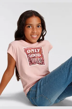 Kidsworld T-Shirt ONLY GOOD VIBES Kurzarm, gerade Passform, mit peppigen Statements und Sprüchen