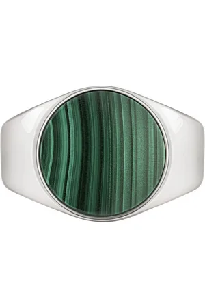 CAÏ Fingerring 925 Silber rhodiniert Malachit