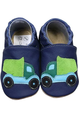 HOBEA Krabbelschuhe LKW dunkelblau 18/19 (6 - 12 Monate) Krabbelsohle Krabbelschuh handgefertigt in der EU, Rutschfest und flexibel - Verkäufer: