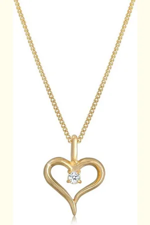 Elli DIAMONDS Kette mit Anhänger Herz Diamant Weiß Brillantschliff (0.03 ct) 585 Gelbgold, Herz - Verkäufer: JULIE & GRACE GmbH
