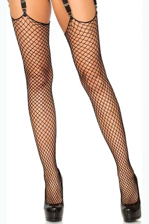 Leg Avenue Strapsstrümpfe Netz-Strümpfe Straps-Strümpfe - (1-Paar) transparent - Verkäufer: Sandritas