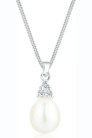 Elli DIAMONDS Kette mit Anhänger Süßwasserzuchtperle Diamant (0.04 ct) 925 Silber - Verkäufer: JULIE & GRACE GmbH