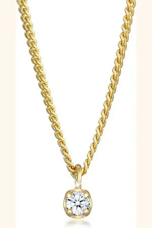 Elli DIAMONDS Kette mit Anhänger Solitär Diamant (0.03 ct) Elegant 375 Gelbgold, Diamant - Verkäufer: JULIE & GRACE GmbH