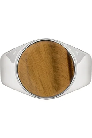 CAÏ Fingerring 925 Silber rhodiniert Tigerauge